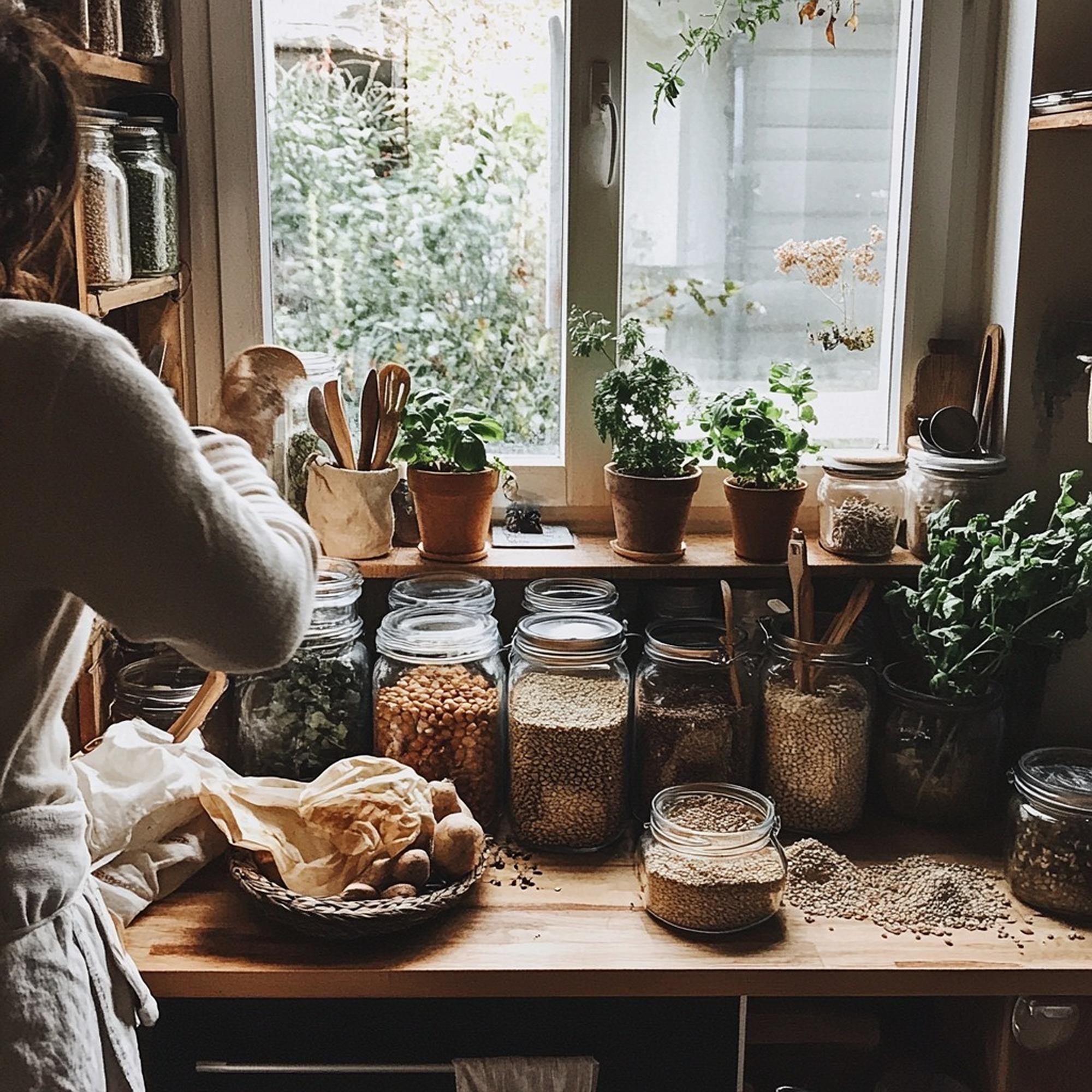 Small culinary workshop with jars and utensils